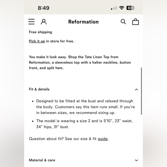 NWT Reformation BLACK TATE HALTER TOP Size 4 - Picture 8 of 9